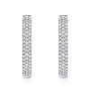 Pave Setting Sterling Silver Hoop Earrings for Women with Hinged Backs