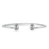 Bezel Pear Cut Sterling Silver Open Bangle Bracelet - 1.50 CT. TW