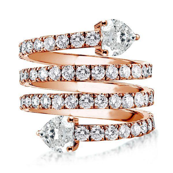 Rose Gold Spiral Engagement Ring - 0.55 CT Center Stone