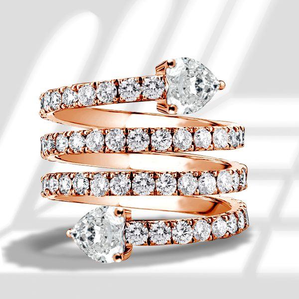 Rose Gold Spiral Engagement Ring - 0.55 CT Center Stone