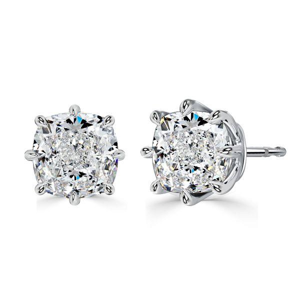 Cushion Cut Stud Earrings - 3.0 CT. TW. Simulated Diamond - Sterling Silver