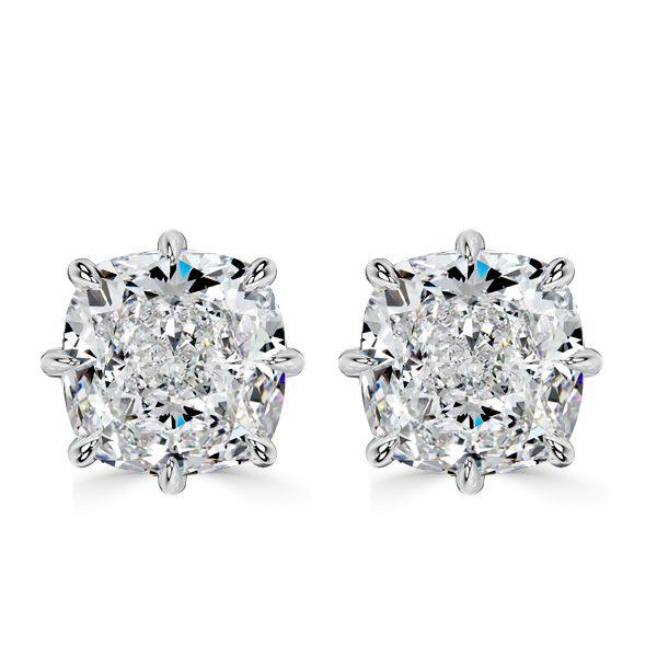 Cushion Cut Stud Earrings - 3.0 CT. TW. Simulated Diamond - Sterling Silver