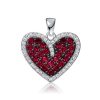 Two-Tone Garnet Heart Pendant Necklace - 925 Sterling Silver