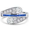 Blue Sapphire Crossover Engagement Ring - Sterling Silver, 1.72 CT. TW.