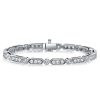 White Sapphire Milgrain Bezel Tennis Bracelet for Women in Sterling Silver