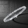 White Sapphire Milgrain Bezel Tennis Bracelet for Women in Sterling Silver