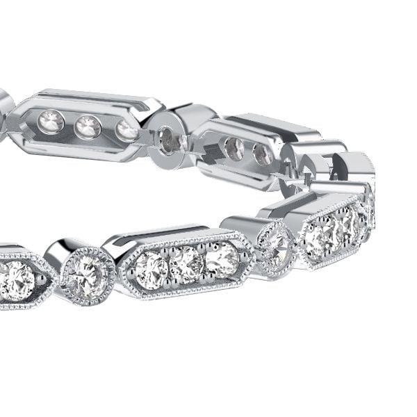 White Sapphire Milgrain Bezel Tennis Bracelet for Women in Sterling Silver