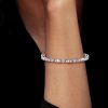 White Sapphire Milgrain Bezel Tennis Bracelet for Women in Sterling Silver