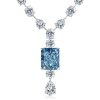 Radiant Cut Blue Topaz Pendant Necklace in Rhodium Plated 925 Sterling Silver
