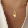 Personalized Oval Signet Initial Necklace - Sterling Silver Pave Pendant