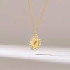 Personalized Oval Signet Initial Necklace - Sterling Silver Pave Pendant