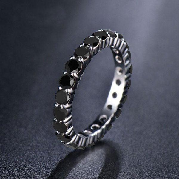 Eternity Wedding Band Ring, Classic Round Cut Stones in 925 Sterling Silver