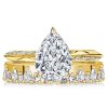 Golden Pear Cut Engagement Ring Set - 18K Gold Plated Sterling Silver