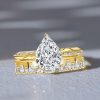 Golden Pear Cut Engagement Ring Set - 18K Gold Plated Sterling Silver