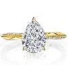 Golden Pear Cut Engagement Ring Set - 18K Gold Plated Sterling Silver