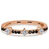 18K Rose Gold Plated Princess Cut Black Sapphire Thin Wedding Band Ring