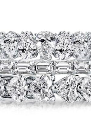 Triple Row Sapphire Eternity Band - Sterling Silver Stackable Ring