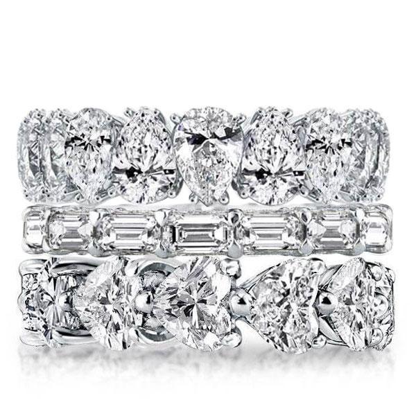 Triple Row Sapphire Eternity Band - Sterling Silver Stackable Ring