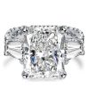 Three Stone Radiant Created White Sapphire Engagement Ring in Sterling Silver