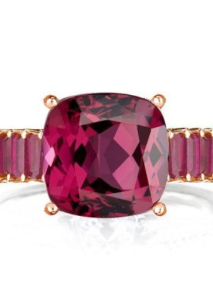 Cushion Cut Ruby Engagement Ring - 18K Rose Gold Plated Sterling Silver