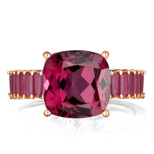 Cushion Cut Ruby Engagement Ring - 18K Rose Gold Plated Sterling Silver