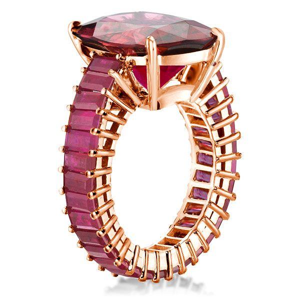 Cushion Cut Ruby Engagement Ring - 18K Rose Gold Plated Sterling Silver