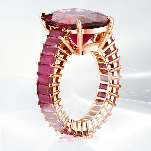 Cushion Cut Ruby Engagement Ring - 18K Rose Gold Plated Sterling Silver