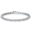 Milgrain Round Cut Cubic Zirconia Tennis Bracelet in Sterling Silver - Wedding & Special Occasion