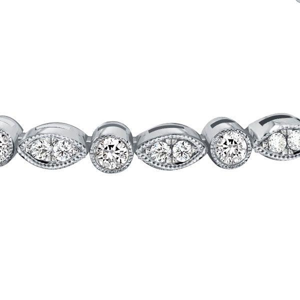 Milgrain Round Cut Cubic Zirconia Tennis Bracelet in Sterling Silver - Wedding & Special Occasion