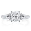 Cushion Cut Three Stone Engagement Ring - 2.0 CT Sterling Silver
