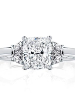 Cushion Cut Three Stone Engagement Ring - 2.0 CT Sterling Silver