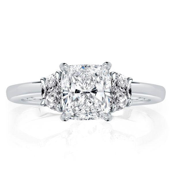 Cushion Cut Three Stone Engagement Ring - 2.0 CT Sterling Silver