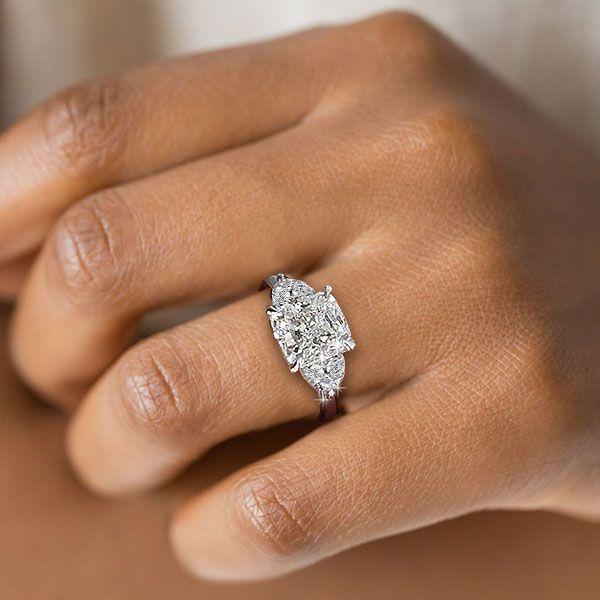 Cushion Cut Three Stone Engagement Ring - 2.0 CT Sterling Silver