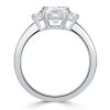 Cushion Cut Three Stone Engagement Ring - 2.0 CT Sterling Silver