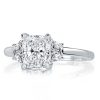 Cushion Cut Three Stone Engagement Ring - 2.0 CT Sterling Silver