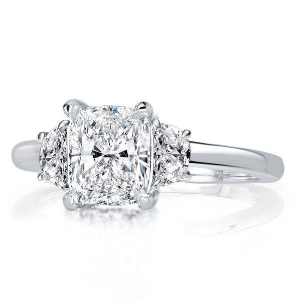 Cushion Cut Three Stone Engagement Ring - 2.0 CT Sterling Silver