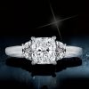 Cushion Cut Three Stone Engagement Ring - 2.0 CT Sterling Silver