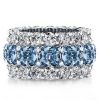 Cushion Cut Blue Sapphire & Blue Topaz 925 Sterling Silver Wedding Ring for Women