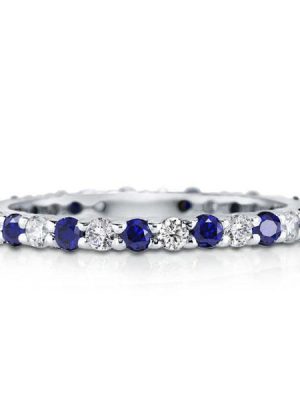 Eternity White Sapphire Wedding Band - 925 Sterling Silver Ring