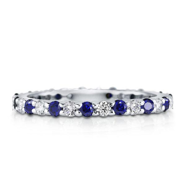 Eternity White Sapphire Wedding Band - 925 Sterling Silver Ring
