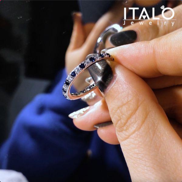 Eternity White Sapphire Wedding Band - 925 Sterling Silver Ring