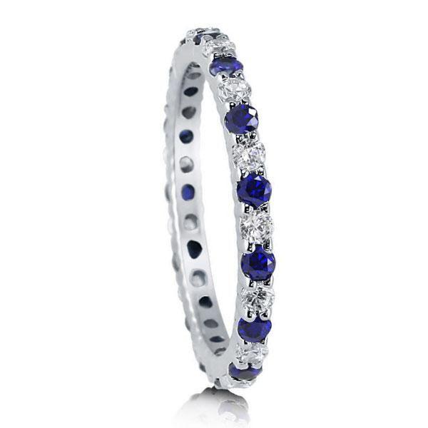 Eternity White Sapphire Wedding Band - 925 Sterling Silver Ring