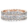 Eternity Triple Row Two-Tone Rose Gold Stackable Ring Set - Sterling Silver