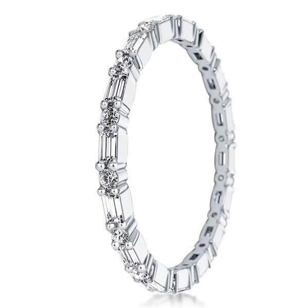 Eternity Triple Row Two-Tone Rose Gold Stackable Ring Set - Sterling Silver