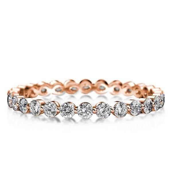 Eternity Triple Row Two-Tone Rose Gold Stackable Ring Set - Sterling Silver