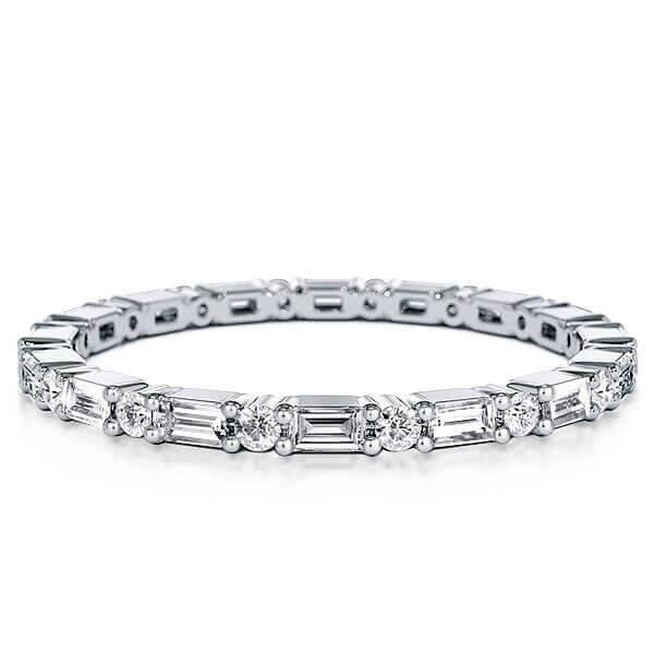 Eternity Triple Row Two-Tone Rose Gold Stackable Ring Set - Sterling Silver