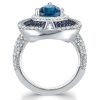 Pear Shaped Halo Engagement Ring in Rhodium Plated Sterling Silver