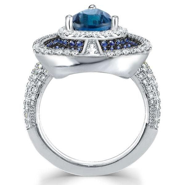Pear Shaped Halo Engagement Ring in Rhodium Plated Sterling Silver