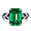 Emerald Green Simulated Stone Engagement Ring for Women in Sterling Silver