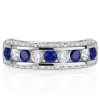 White and Blue Sapphire 3-Sided Half Eternity Band in Sterling Silver, 1.35 CT. TW.